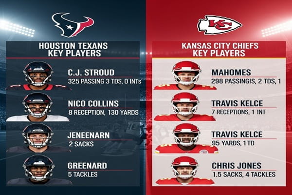 Texans vs Kansas City Chiefs Match Player Stats Breakdown